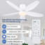 Ventilateur de plafond encastré 36/42/48 po à profil bas avec éclairage et télécommande-647977973-647977738-669413265
