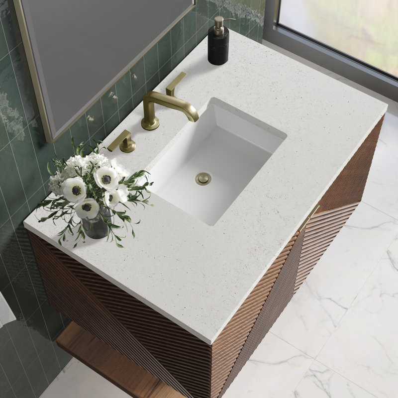 Meuble-lavabo flottant simple 36 po Marcello, Lime délice quartz, 8 po, 36"