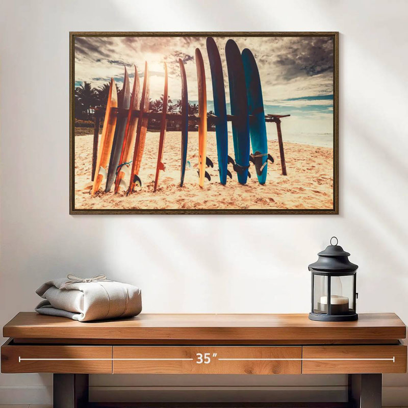Support de planche de surf, 25 po x 17 po, Cadre flottant noyer