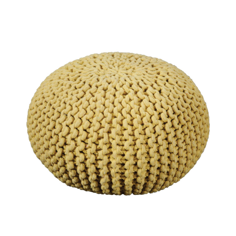 Durston Upholstered Pouf, Dark Yellow 100% Cotton