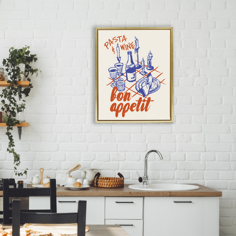 Cadre flottant Past Appetit Bon Appetit, design par The Prints Vibe, 21 x 17, Metallic Gold Floater Framed