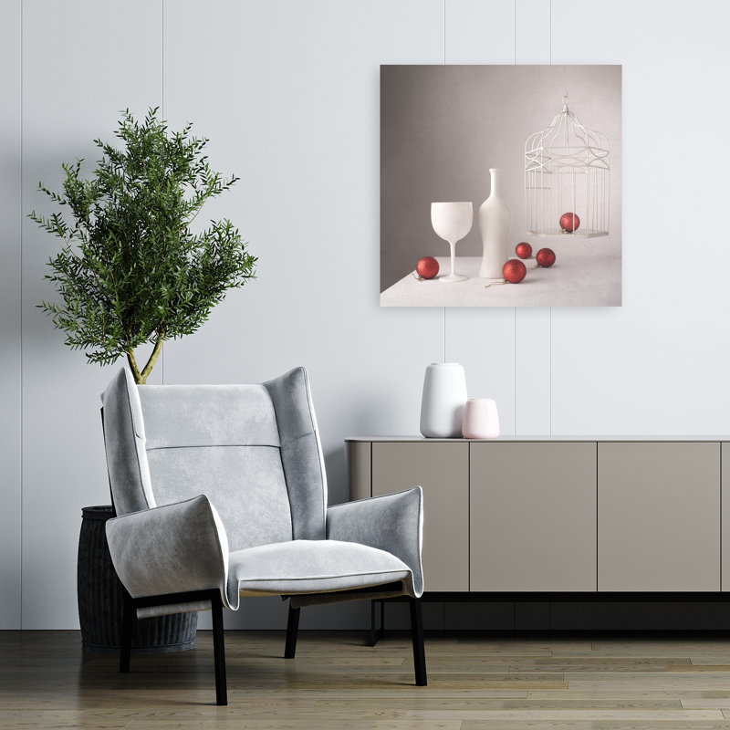 Elegant Holiday Still Life Elegant Minimalist Modern Bird Winter Wall Art Print 1 Piece Wrapped Canvas Wall Art