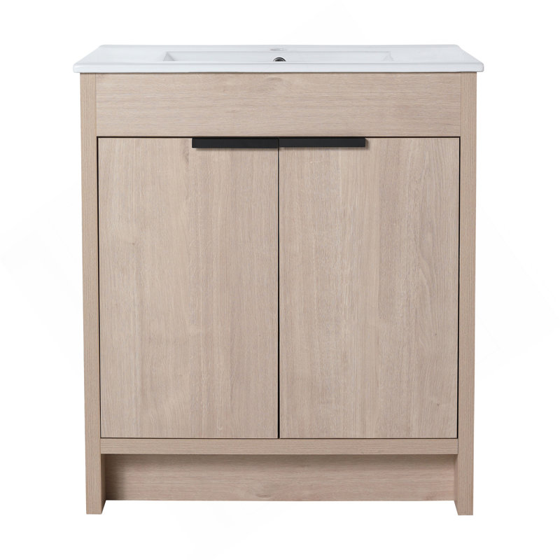 Meuble-lavabo autoportant avec 2 portes d'armoire à fermeture en douceur, seulement le meuble-lavabo sans comptoir, 29"