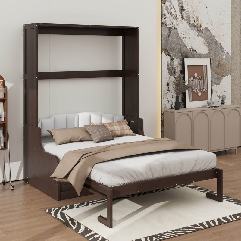 Grand lit escamotable avec coussin, Espresso