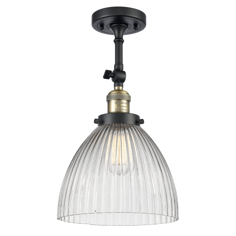 Plafonnier semi-encastré 1 lumière 9,5 po Tallulah, Ampoule DEL 6 watts Vinage, Laiton antique noir
