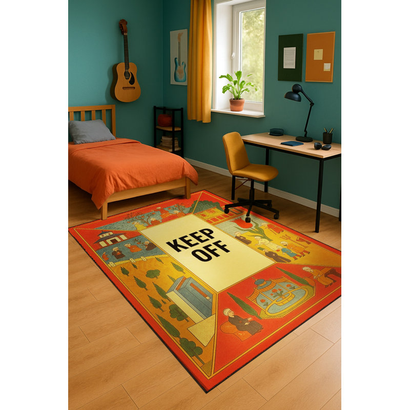 Tapis tissé orange Mosso, 4 pi 11 po x 7 pi 7 po