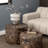 Dice Round Coffee Table Set Of 2 In Brown Marble And Delhi Rough Paper-482837235