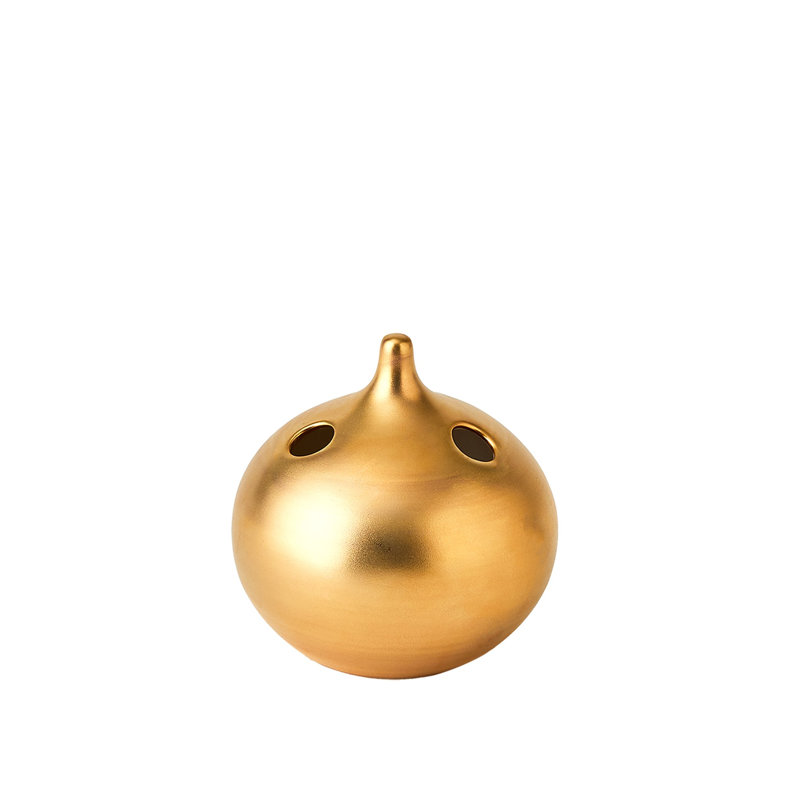 Oh No Handmade Earthenware Table Vase, Matte Gold, 10" H x 10" W x 10" D