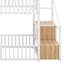 Lit superposé simple au-dessus de simple avec escalier, lit superposé au sol en métal avec échelle de rangement et garde-corps de sécurité-379340256