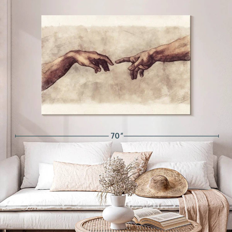 Leisha Angels Touching Fingers, H 34 po x l 51 po