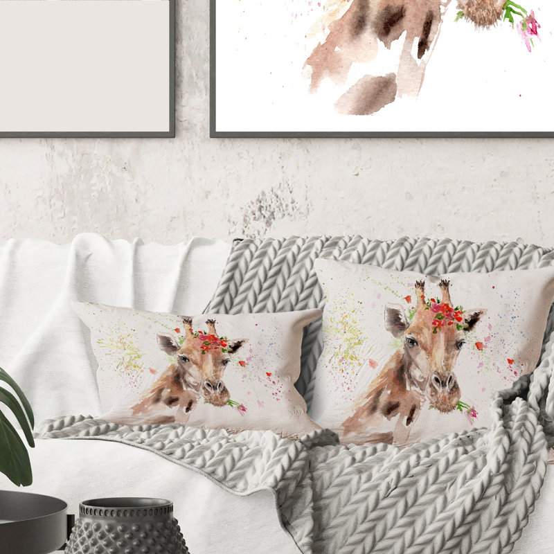 Portrait d'une girafe avec housse de coussin rectangulaire et insert III