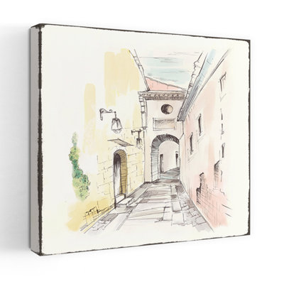 Quiet Alleyway With Lanterns I Abstract Contemporary Landscape Nature Wall Art