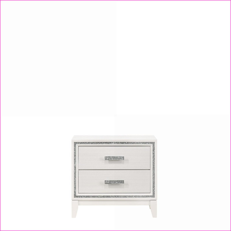 Table de chevet 2 tiroirs Haiden, Blanc mat