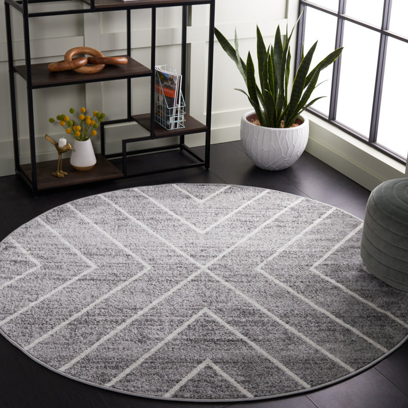 Tapis à motif géométrique Jarmon Performance, Rond 6 pi