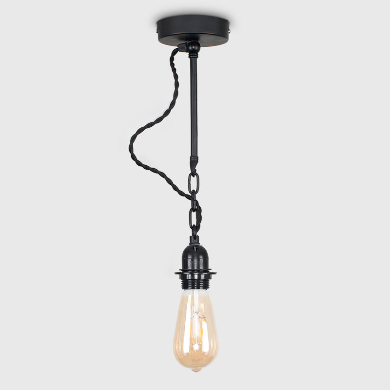 Harp 1 - Light Satin Black Bulb Pendant, No