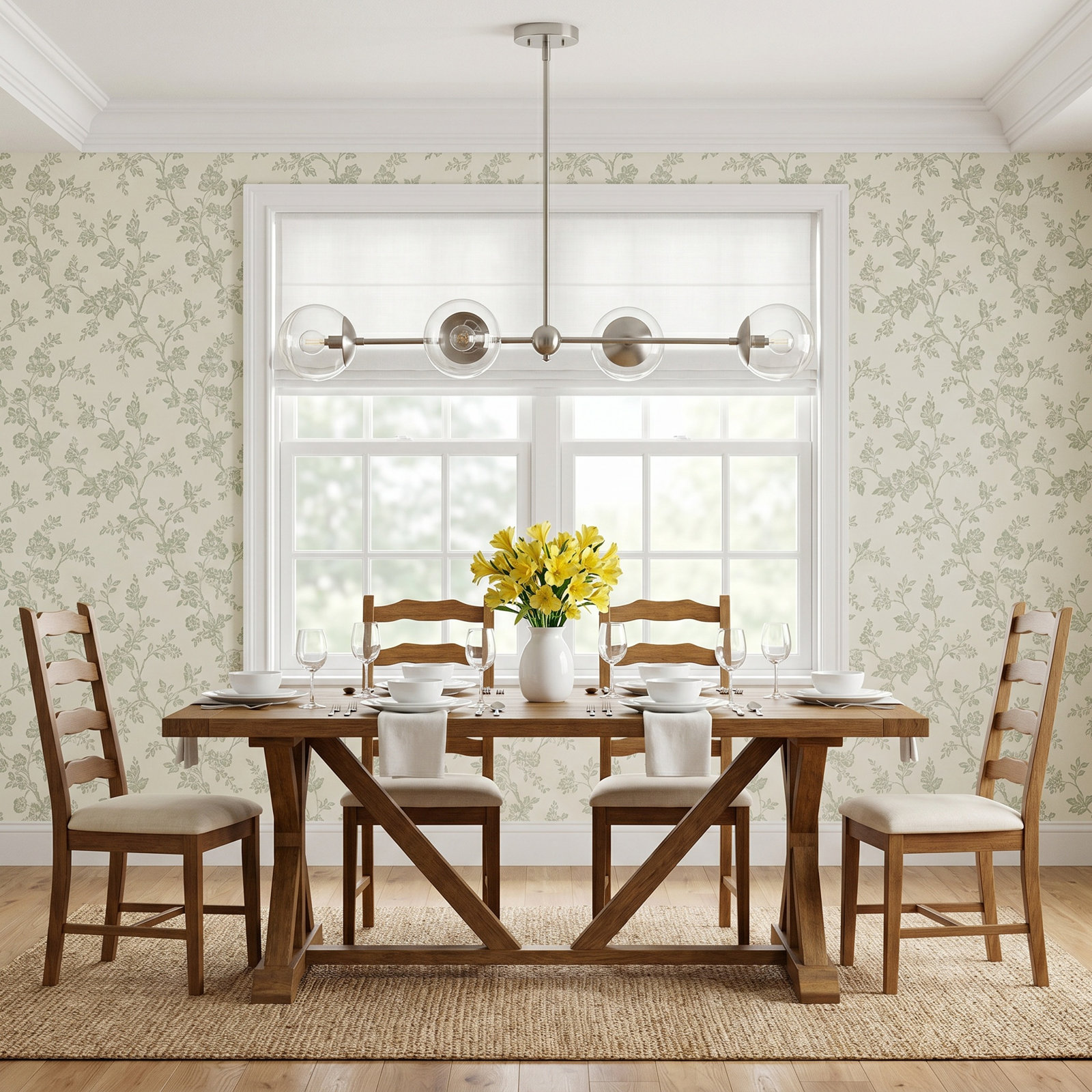 4-Light Chandelier, Brushed Nickel
