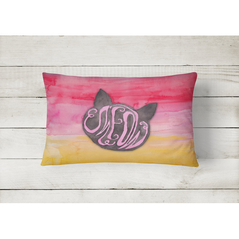 Coussin lombaire en aquarelle chat face cats meow