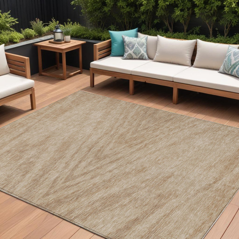 Tapis intérieur lavable abstrait kaki et brun 8 pi x 10 pi