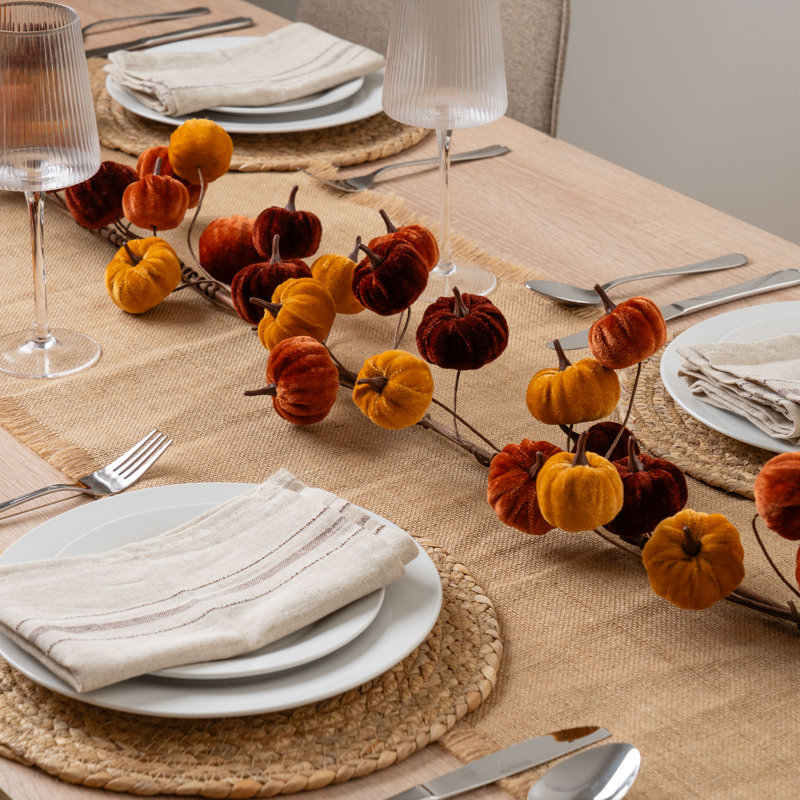 150cm Velvet Pumpkin Garland, Brown