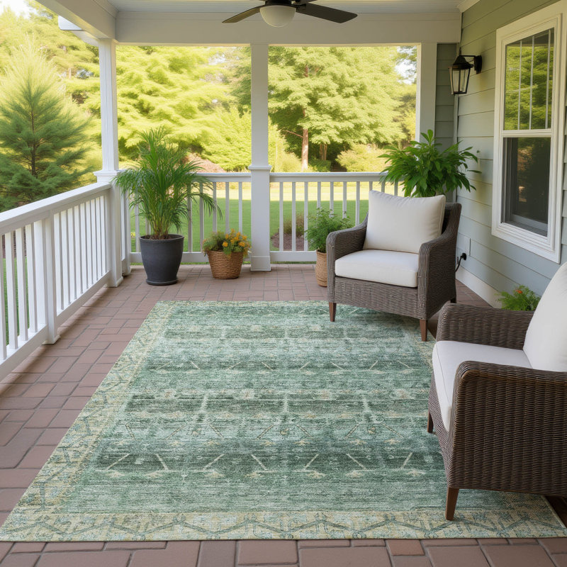 Machine Washable Indoor/Outdoor Chantille ACN2725 Global Rug, 8' x 10', Fern