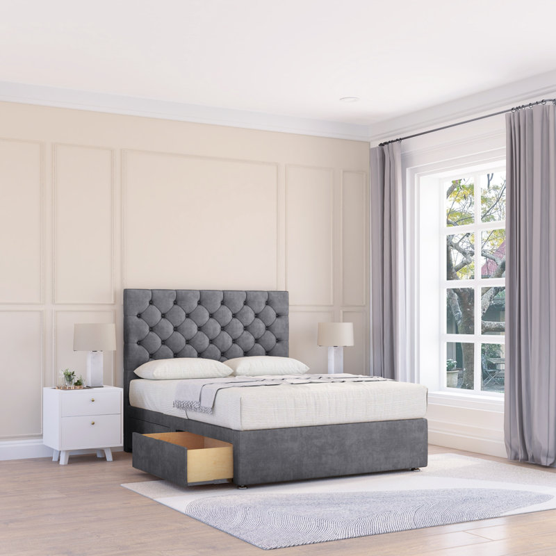 Upholstered Bed, Super King (6'), Light Grey