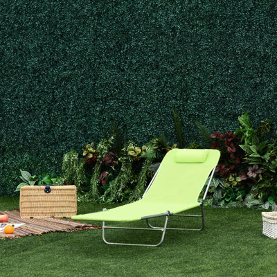 Chaise longue pliante pour l'extérieur, avec coussin, dossier réglable, structure en acier et matériau respirant, patio, plage, patio