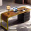 Bureau rectangulaire à 3 tiroirs en bois massif et manufacturé brun et noir-1852715926-1852715939-1852715936