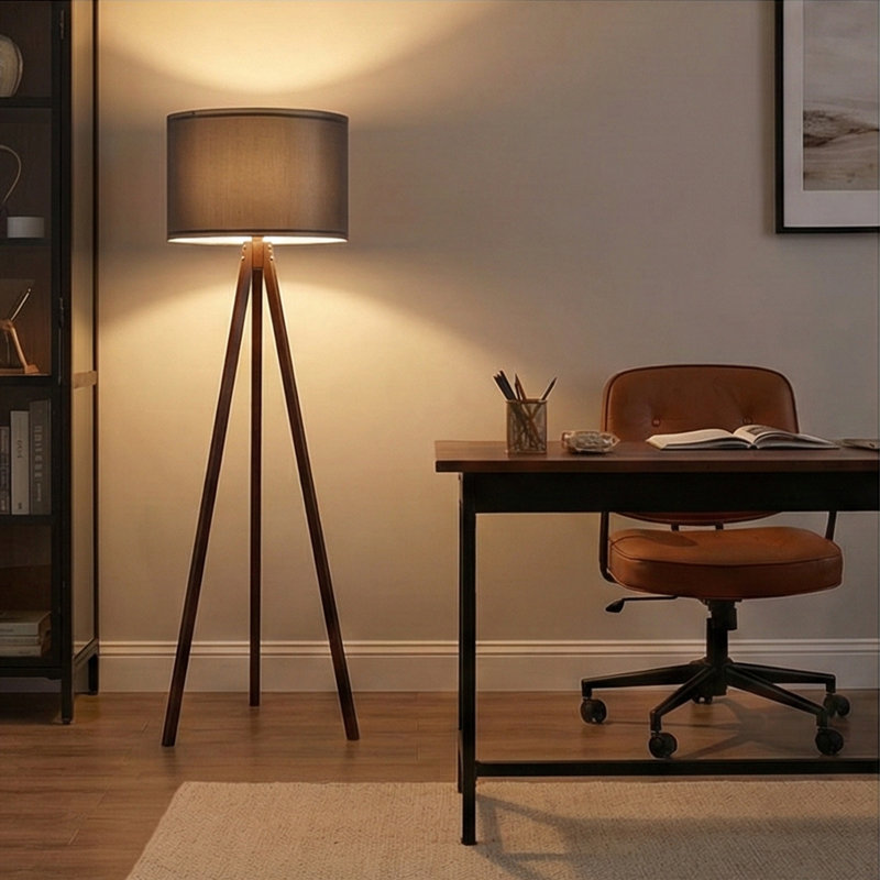 Kisa 57" Tripod Floor Lamp, Black, Walnut