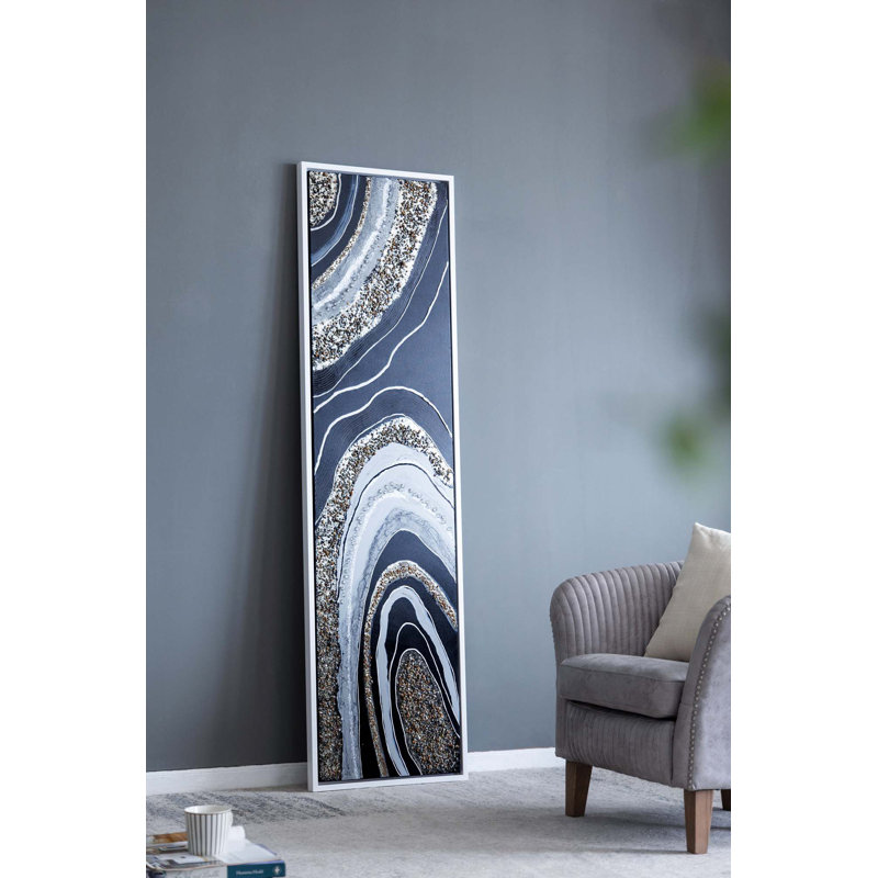 Paysage allongé, peinture à l'huile encadrée