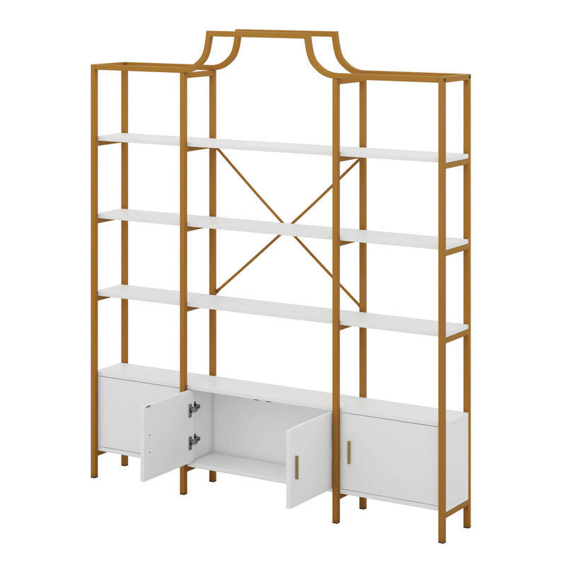 78 Inch 4 Tiers Home Office Bookcase Bookshelf, Storage Cabinet Display Shelf, X Bar