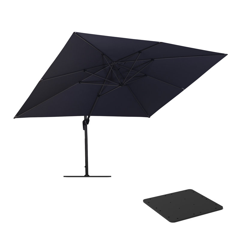 Parasol rectangulaire en porte-à-faux gris avec plaque en acier 120 po x 156 po Reisfeld, Gris