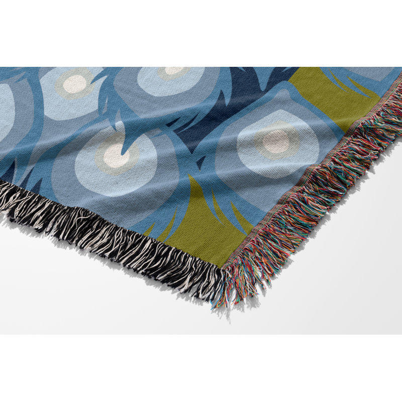Jeté en mélange de coton Nivo Peacock, Bleu clair, L 60 po x l 50 po