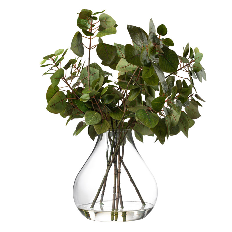 Faux Greenery Arrangement in Glass Vase