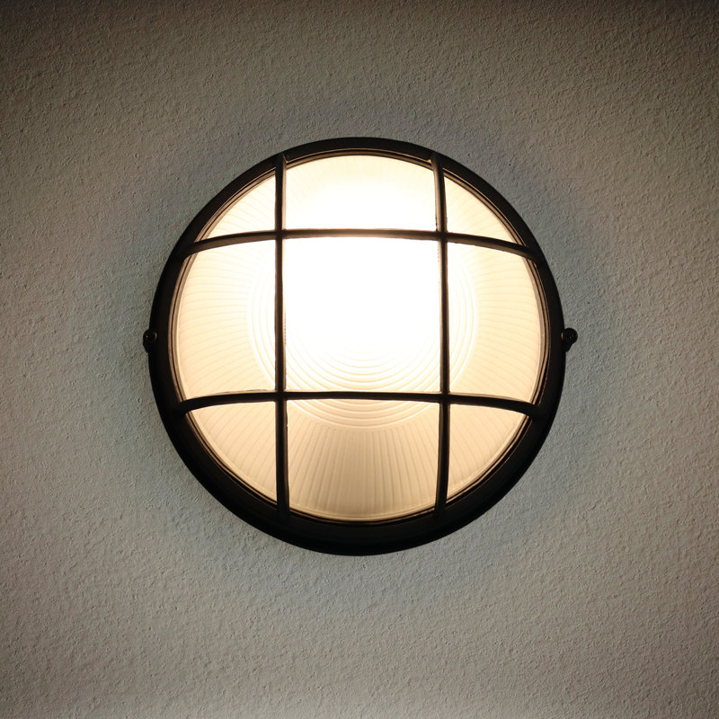 1 applique murale extérieure DEL à 1 lumière, verre dépoli rond noir sablé, culot E26, pour emplacements humides (lot de 1)