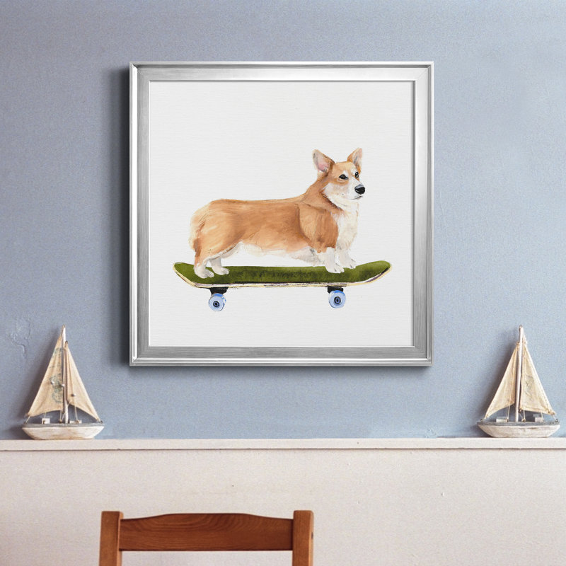 «Pups On Wheels III», reproduction sur toile encadrée, H 26,5 po x l 26,5 po x P 1,5 po, Cadre argenté