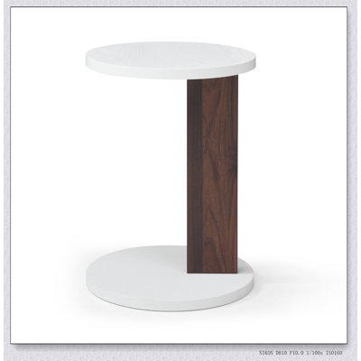C-Shaped End Table, Small Side Table for Couch, Sofa Table with wood Frame for Living Room, Bedroom, Bedside