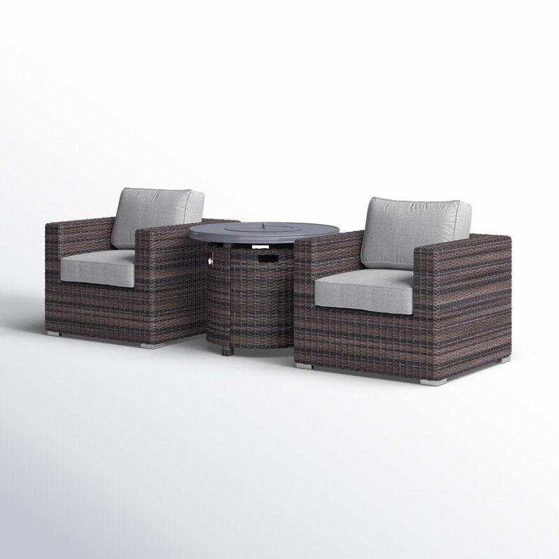 Ensemble de conversation modulaire en rotin 3 pièces avec coussins Biles, Brun