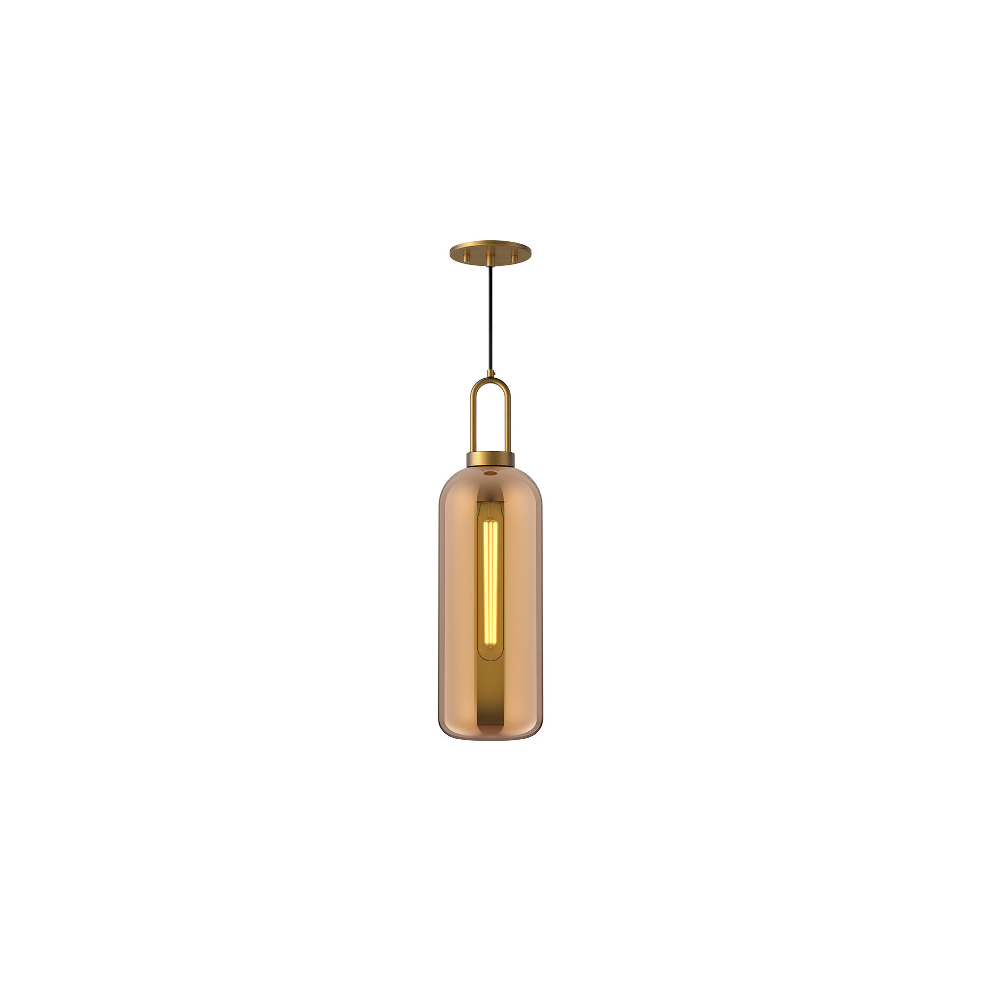 Minneapolis Single Light Glass Pendant, Copper, Aged Gold, 20.75" H x 6" W x 6" D 