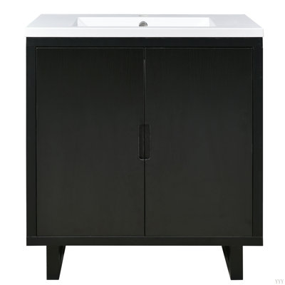 Ensemble de meuble-lavabo 30 po avec lavabo, armoire combinée, armoire de rangement pour salle de bain, structure en bois massif