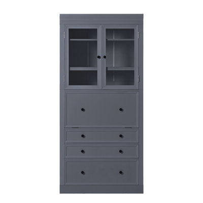 [Assembly Video Provided] TOPMAX 36X16.5X78inch Freestanding Kitchen Pantry Storage Cabinet,Multifunctional Cupboard With 3 Drawers,Adjustable Shelves And Power Outlet For Dining And Living Room,Grey, Cabinet