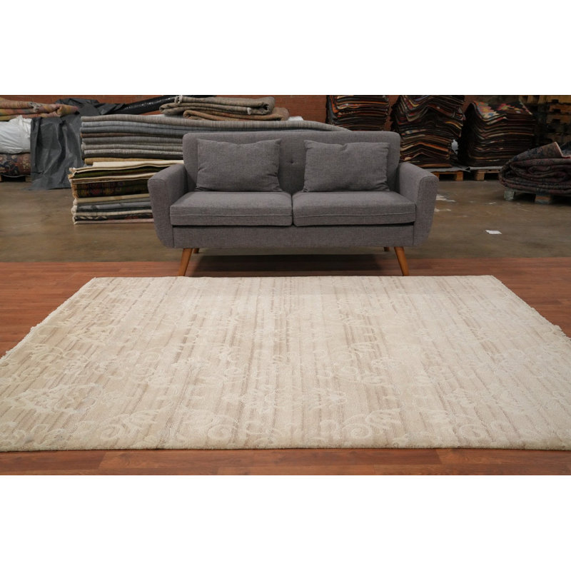 Tapis népalais luxueux de luxe 6 x 8 avec détails de texture subtile