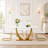 5-Piece Modern Glam Faux Marble Finish Dining Set with Faux Leather Cantilever Chairs-1825076045-1854931619