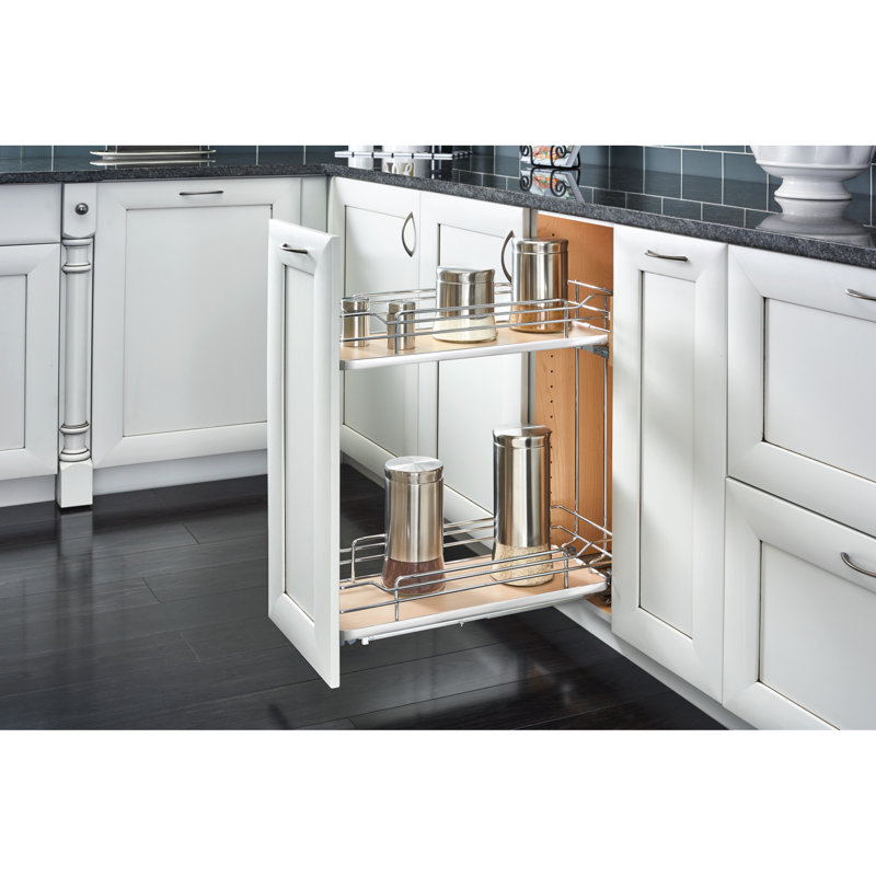 Rev-A-Shelf Two-Tier Sold Surface Pull Out Organizers with Soft Close, 6" W, Natural Maple