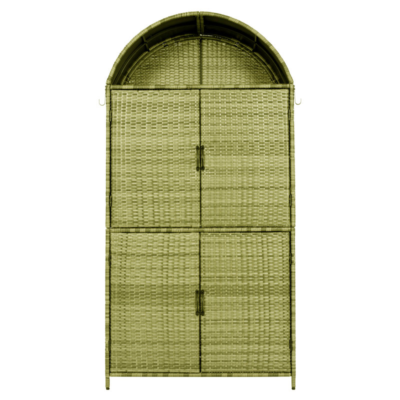 Wicker Outdoor Storage Cabinet For Garden, Backyard, Porch, Green