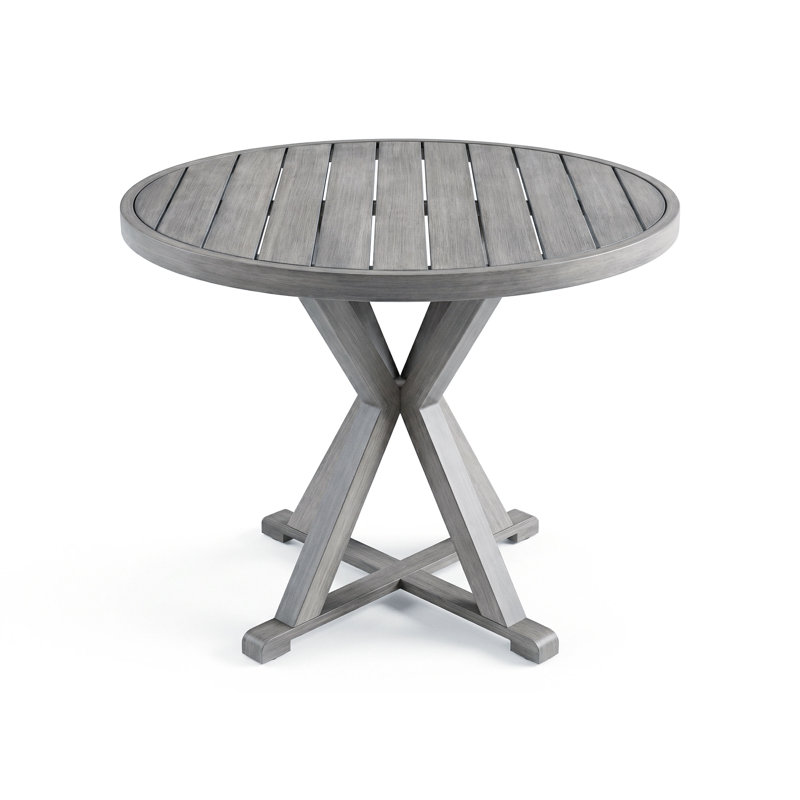 Martha Stewart Bedford 36" All-Weather Aluminum Patio Table With Trestle Base, Gray
