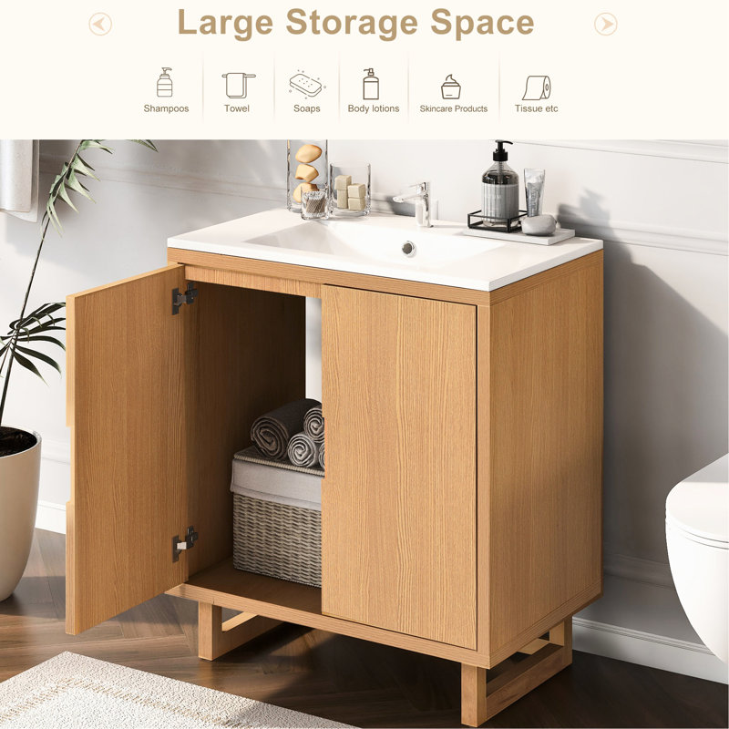 30" Bathroom Vanity - Panels, Solid Wood Base, Ample Storage, Quiet Soft-Close Spacious Storage