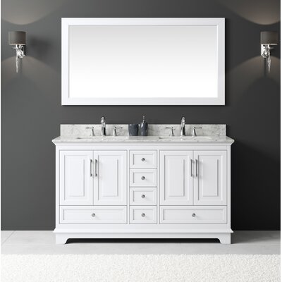 Rosecliff Heights Orin 60'' Double Bathroom Vanity with Marble Top with ...