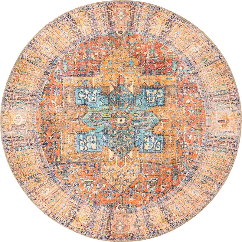 Mcclamma Chenille Oriental Indoor Rug, Round 5'
