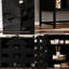 Moderne, tissé noir, buffet, portes arquées, tablettes réglables, retournant, à la maison