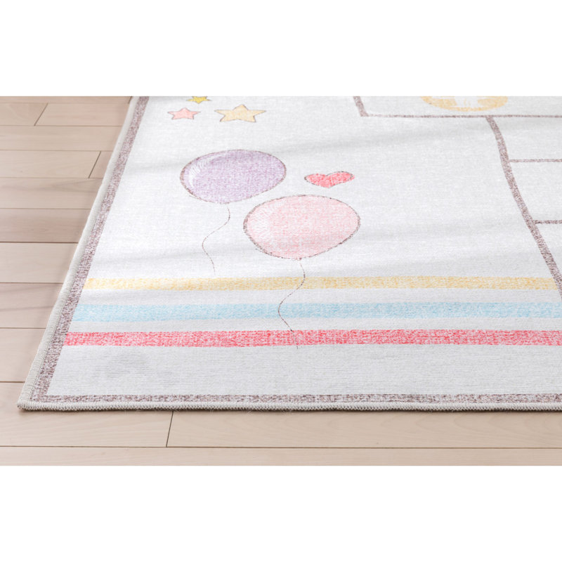 Kids Rugs Hopscotch Aronne Modern Multi Beige Area Rug, Rectangle 3'3" x 5'